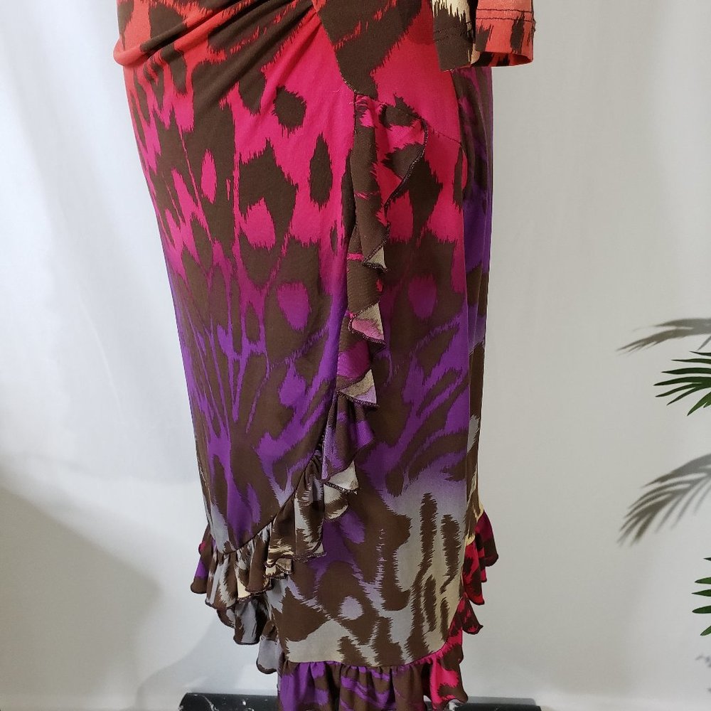 MESMERIZE PRINT CORAL-PURPLE-BROWN DRESS - SMALL - Picture 4 of 13